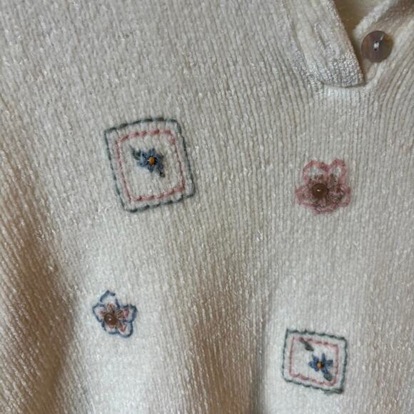 Alfred Dunner Vintage Embroidered Collared Sweater – Petite Medium - Picture 4 of 6